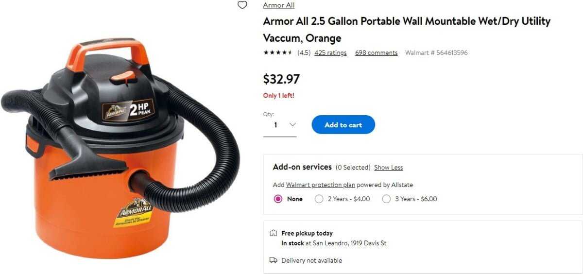 Armor All 2.5 Gallon Wet-Dry Vacuum - Orange