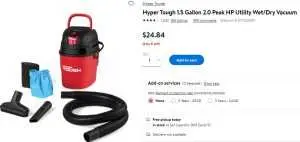 Hyper Tough 1.5 Gallon 2.0 Peak HP Utility Wet-Dry Vacuum