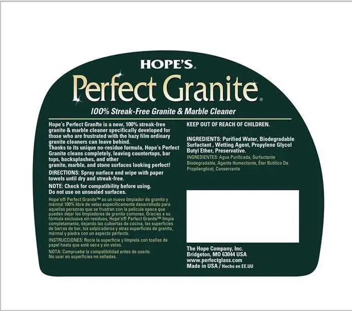 what is in Hopes Perfect Granite Marble Countertop Cleaner